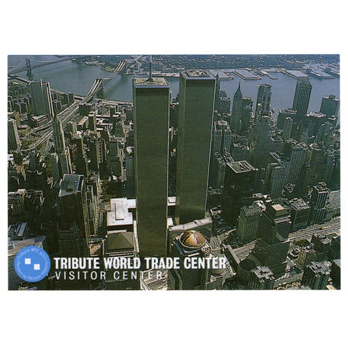 Aerial View of the Twin Towers Postcard -  Gifts at the 9/11 Tribute Museum